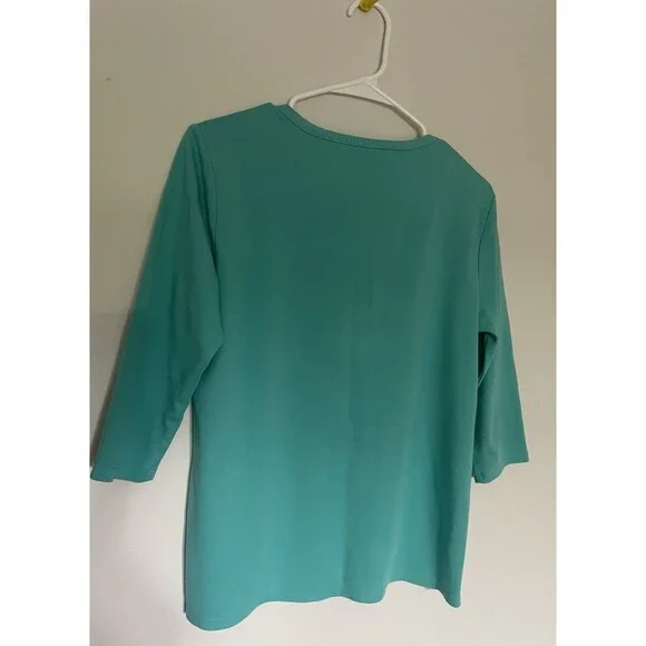 L.Lbean Three-Quarter Sleeve Tunic Top 100 Cotton Women’s Medium Size - Picture 3 of 9